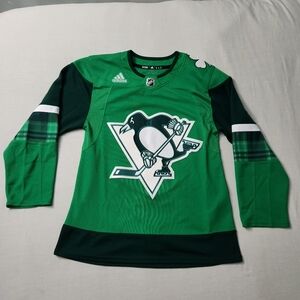 Pittsburgh Penguins Adidas NHL St Patricks Day Green Hockey Jersey Mens 46 S